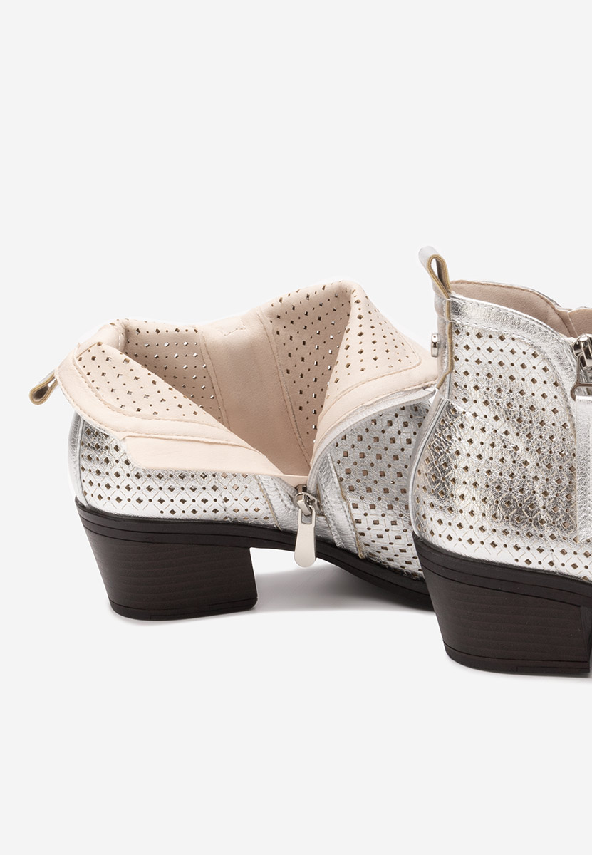 Larivinne ezüst bokacipő vastag sarokkal