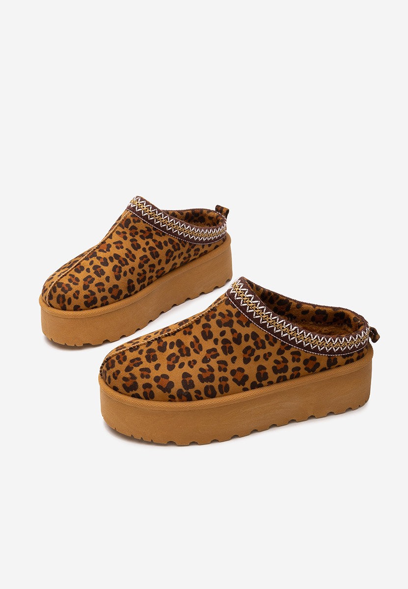 Comfy leopárdmintás telitalpú platform papucs