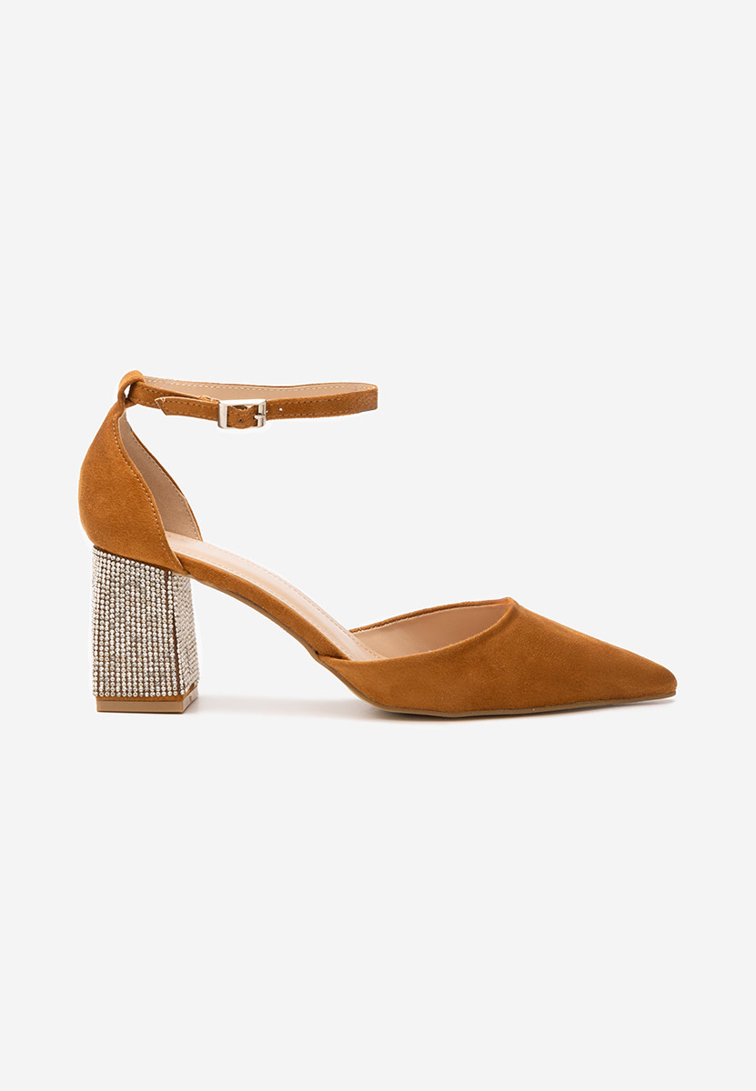 Ivette camel vastag sarkú magassarkú 