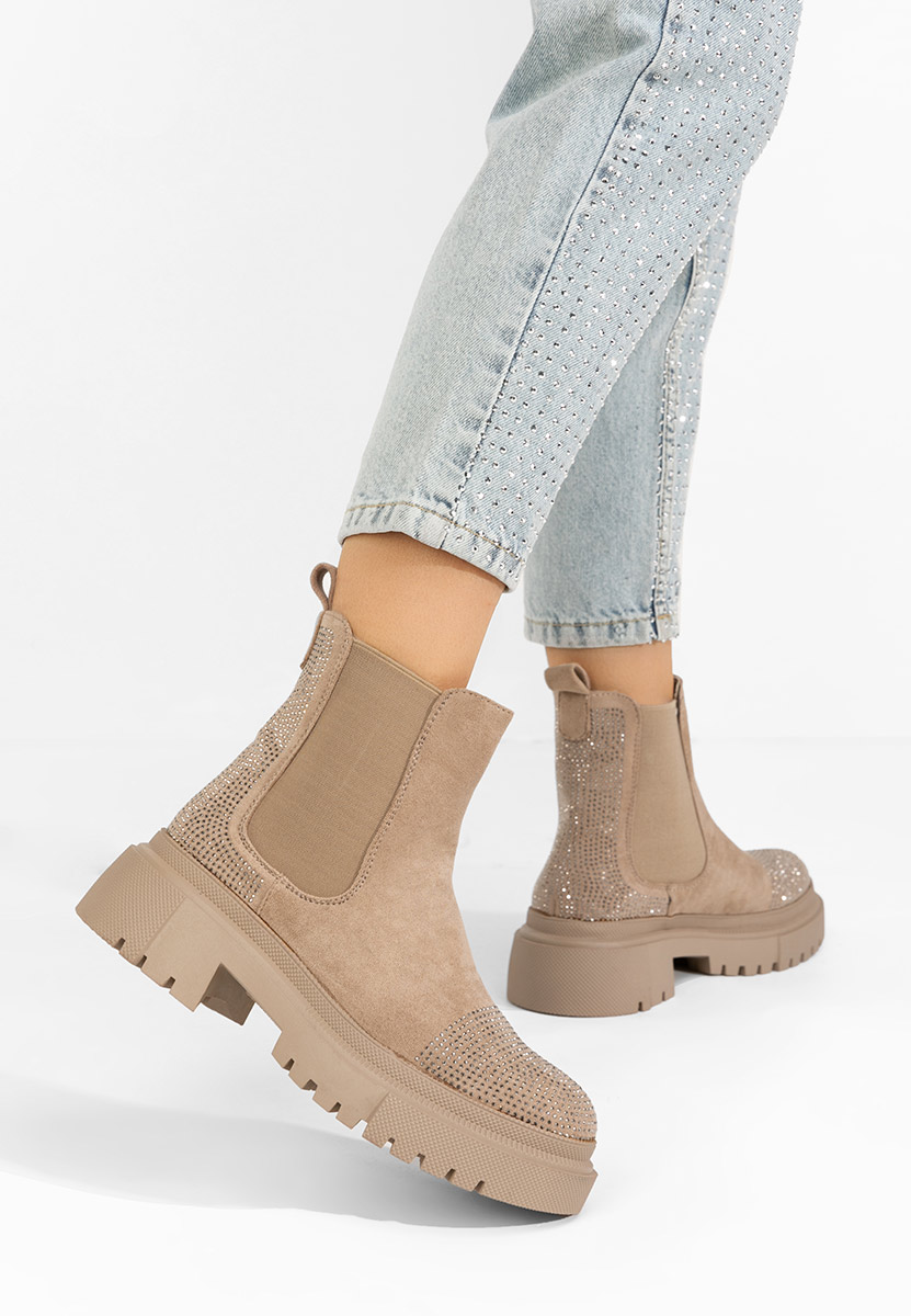 Kashia khaki telitalpú platform bokacsizma