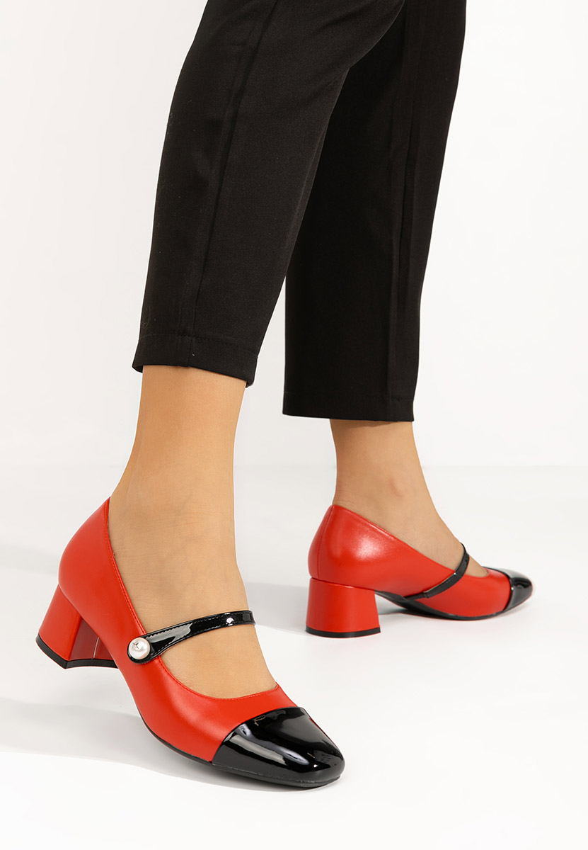 Blety piros vastag sarkú magassarkú 