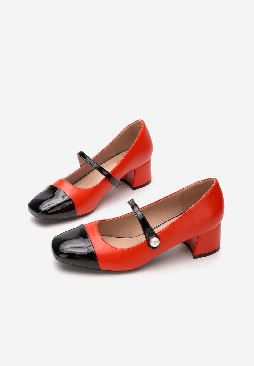 Blety piros vastag sarkú magassarkú 