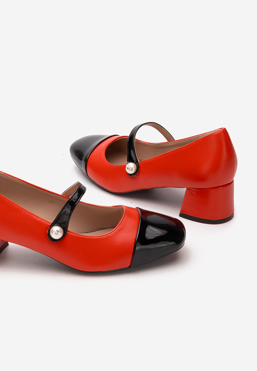 Blety piros vastag sarkú magassarkú 