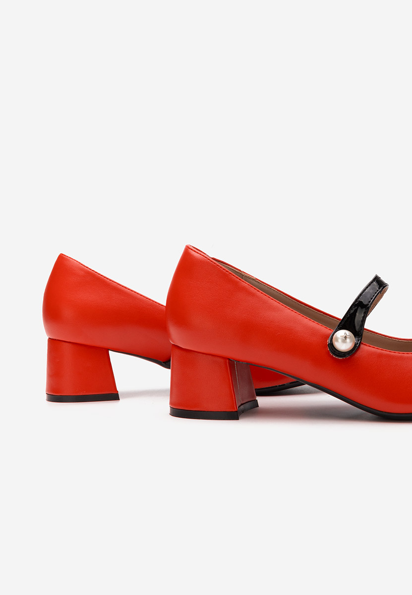 Blety piros vastag sarkú magassarkú 