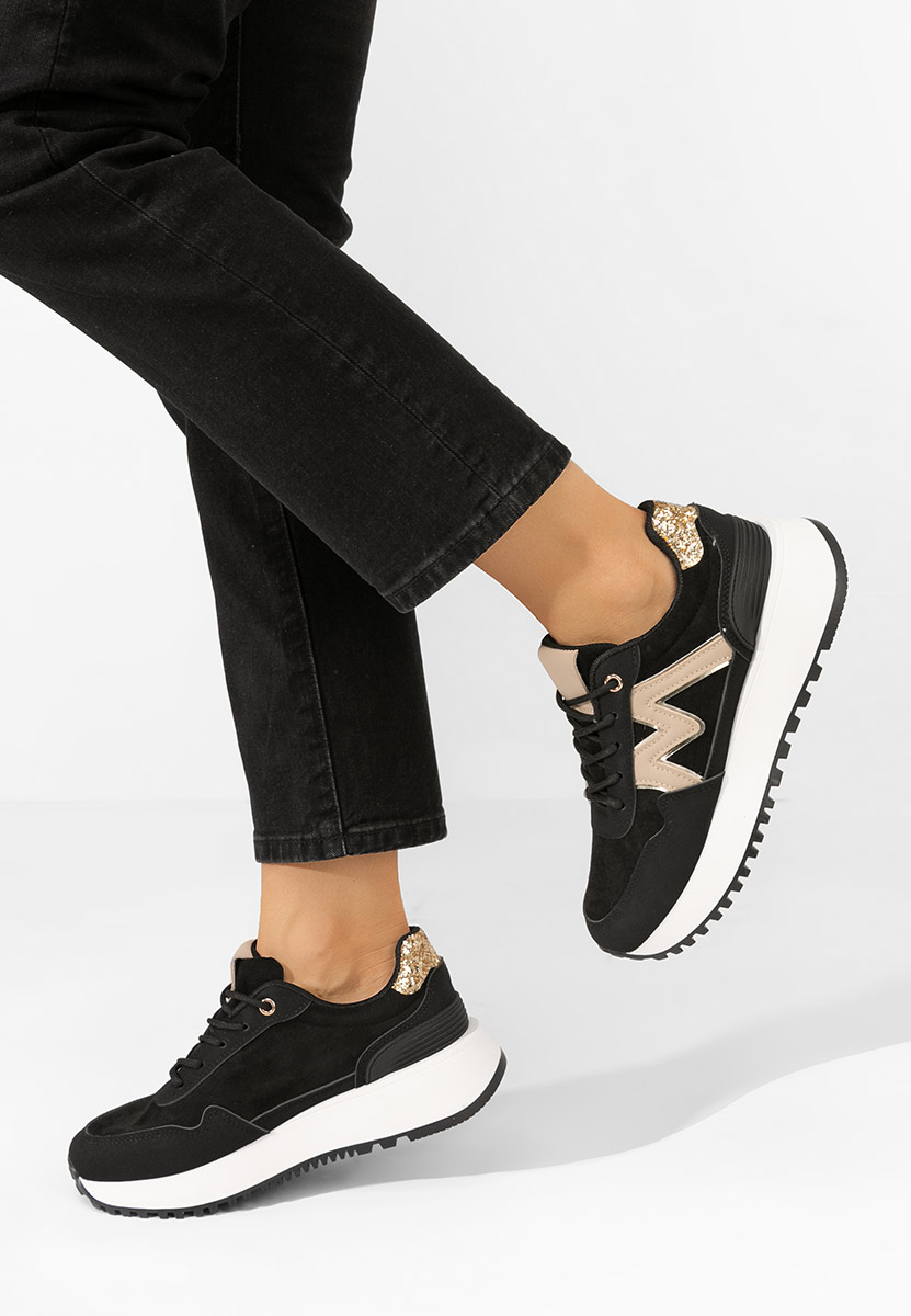 Ahri fekete platform sneaker cipő 