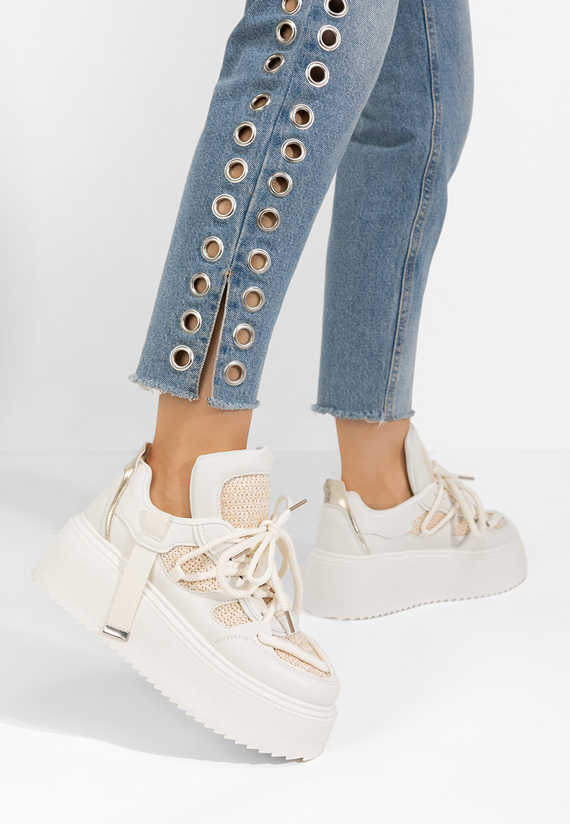 Lourie bézs telitalpú platform sneaker