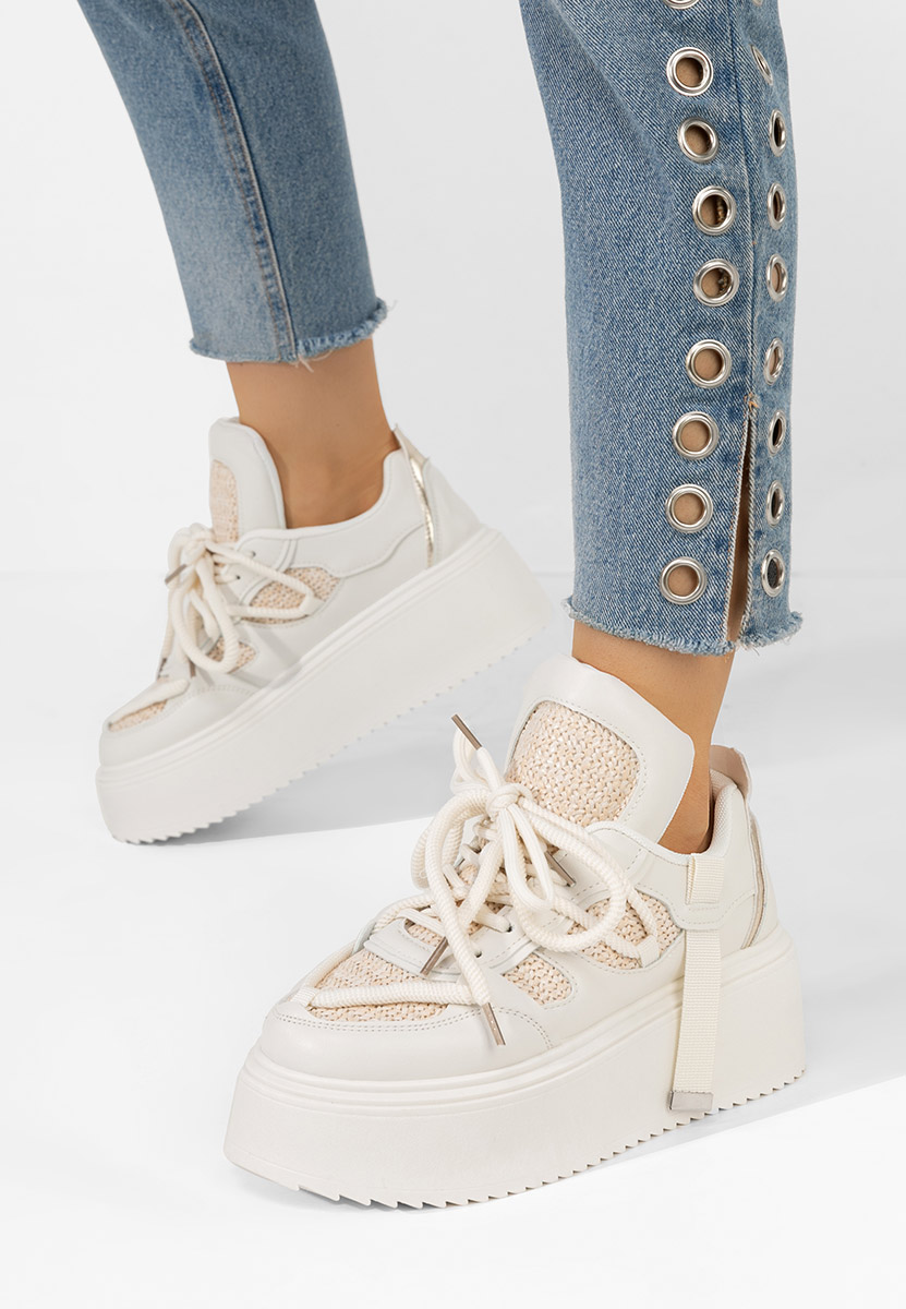 Lourie bézs telitalpú platform sneaker