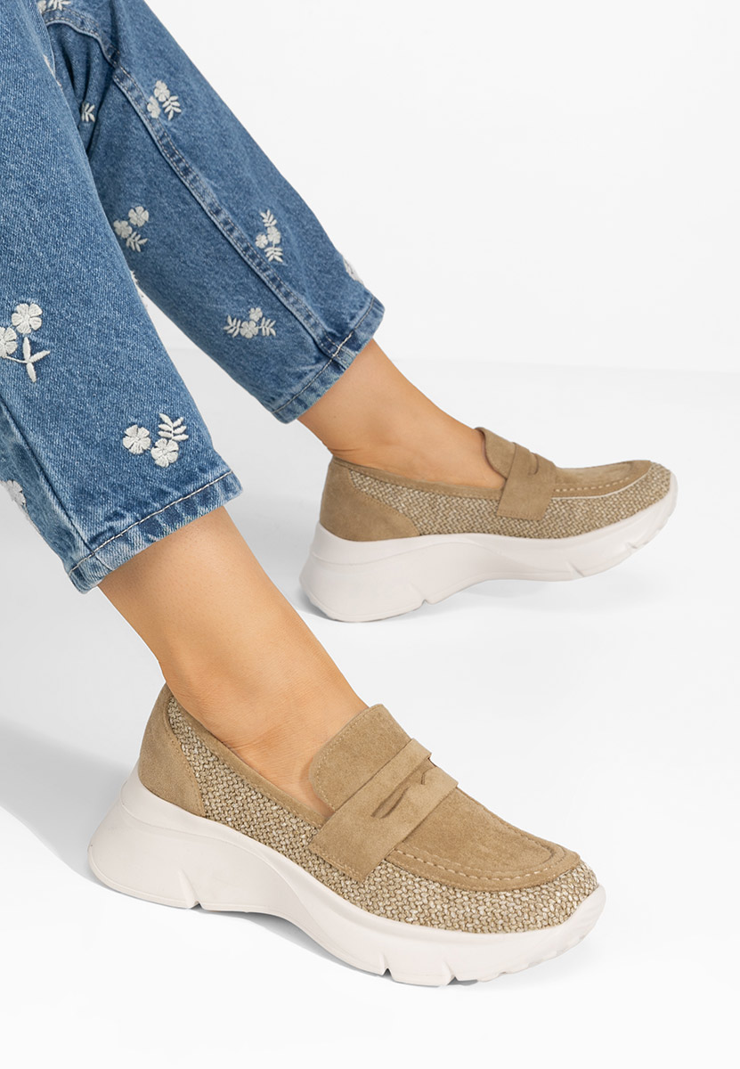 Almata v2 khaki telitalpú platform mokaszín