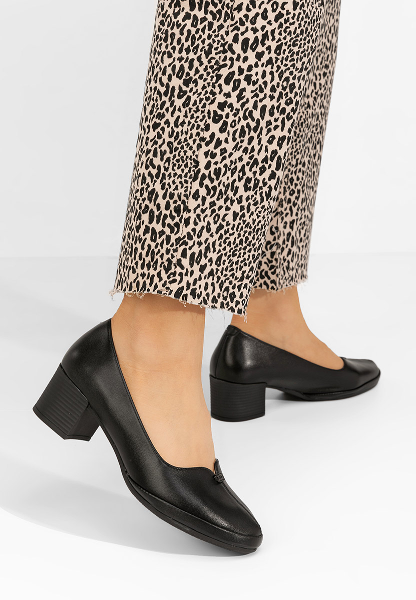 Jinny v2 fekete vastag sarkú magassarkú 