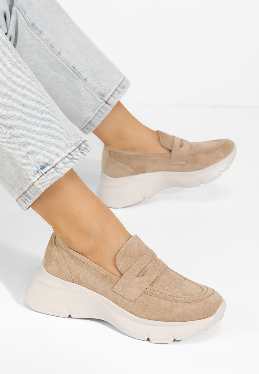Almata khaki telitalpú platform mokaszín