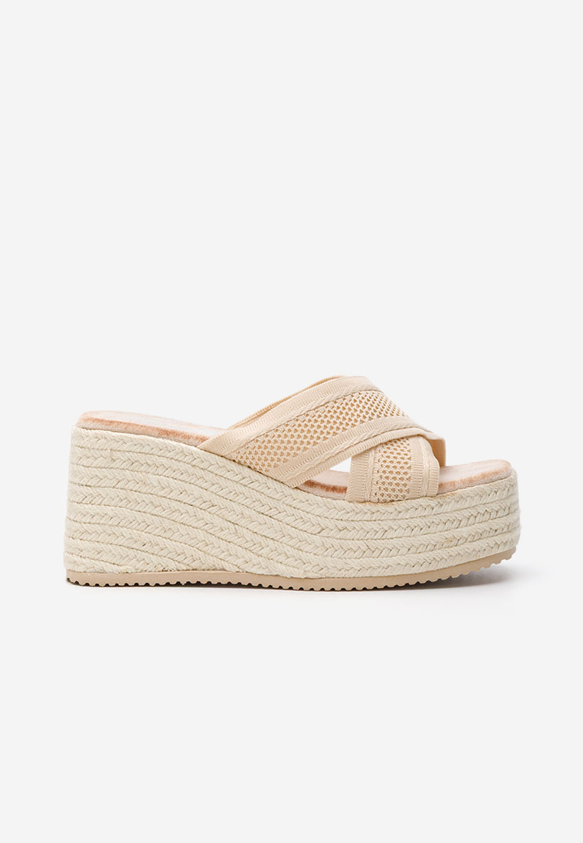 Maida bézs telitalpú platform papucs