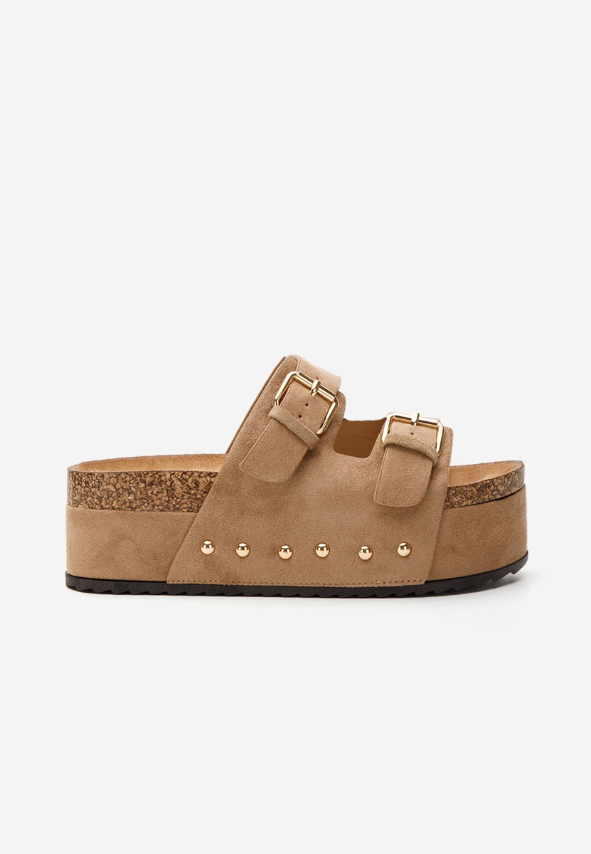 Cleotylda khaki telitalpú platform papucs