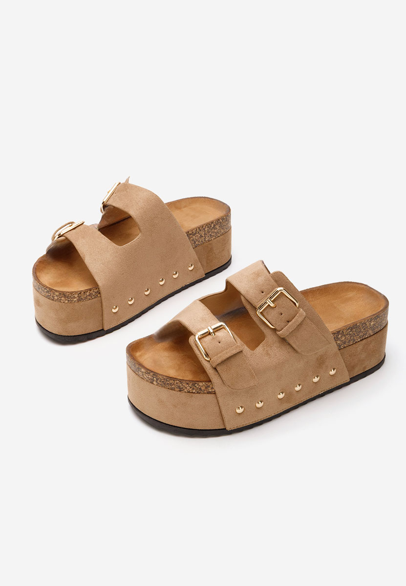 Cleotylda khaki telitalpú platform papucs