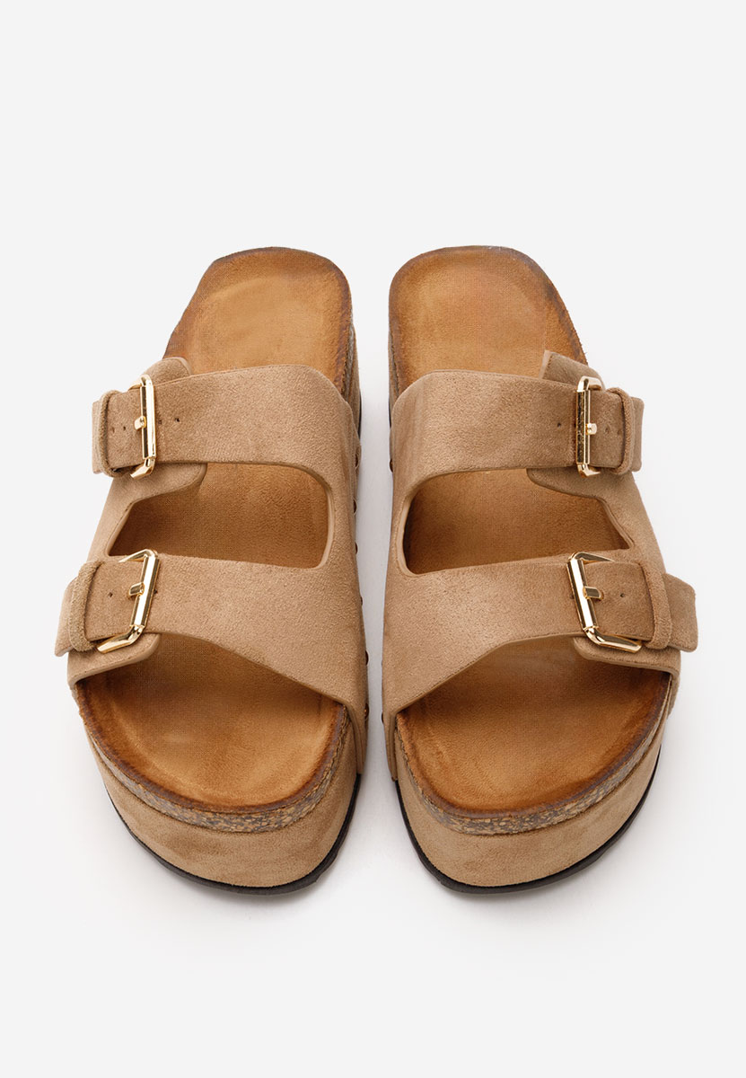 Cleotylda khaki telitalpú platform papucs