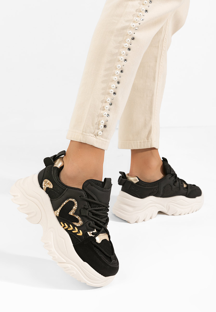 Launa fekete platform sneaker cipő 