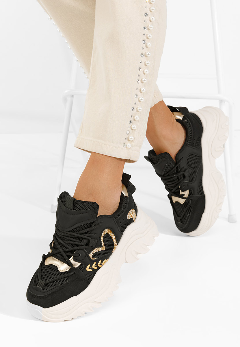 Launa fekete platform sneaker cipő 