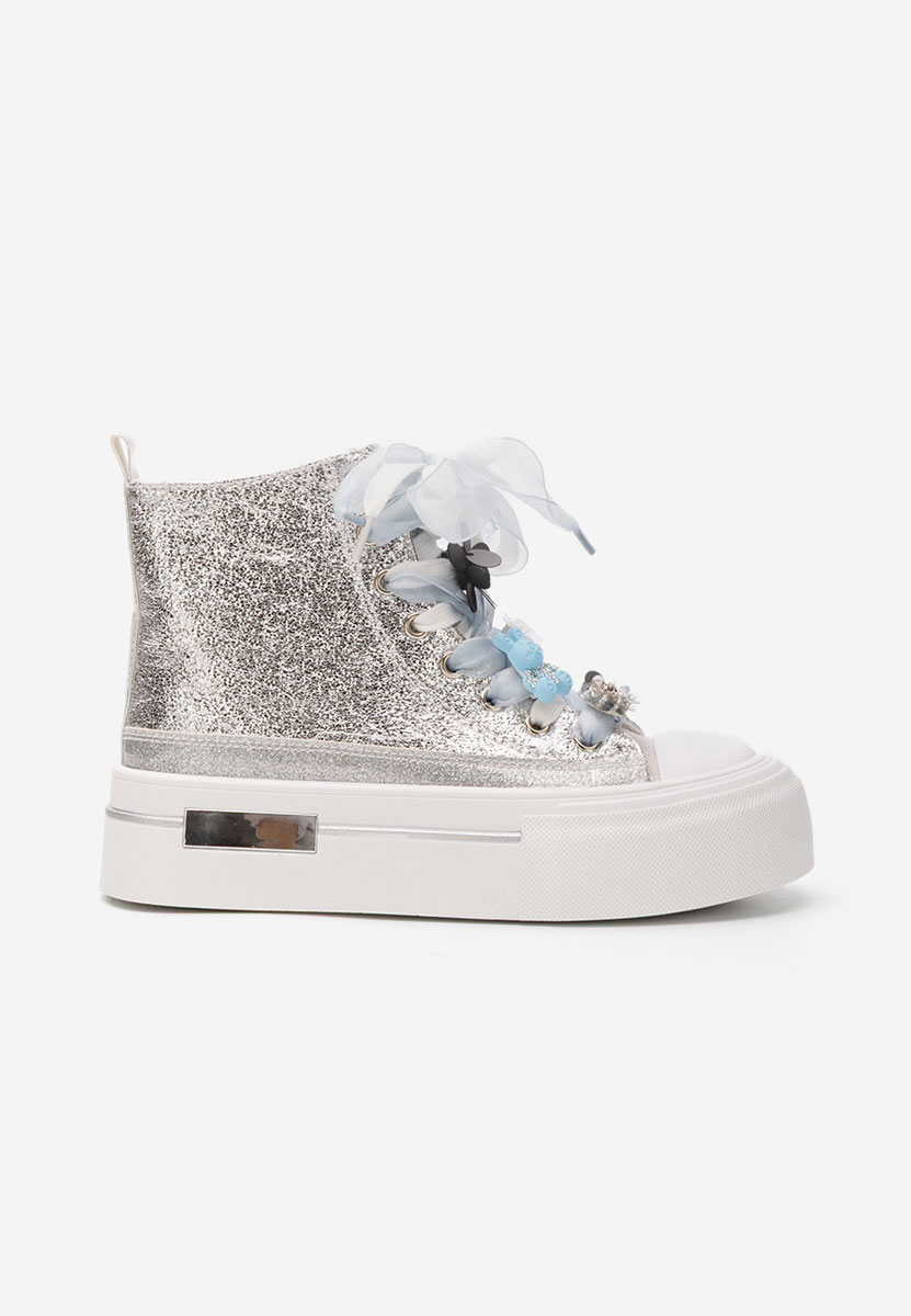 Ivonne ezüst magasszárú teniszcipő