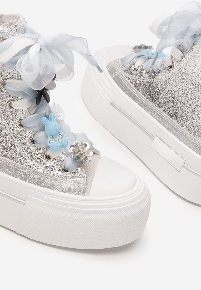 Ivonne ezüst magasszárú teniszcipő