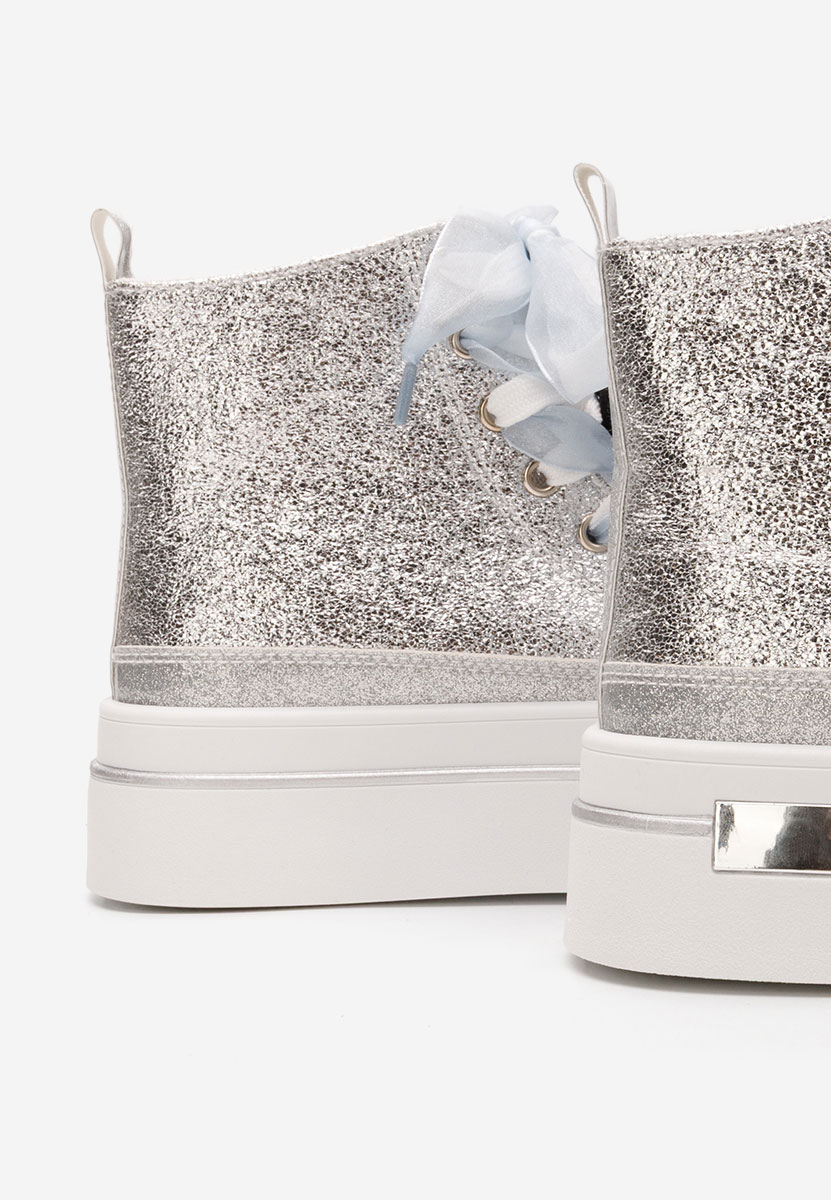 Ivonne ezüst magasszárú teniszcipő