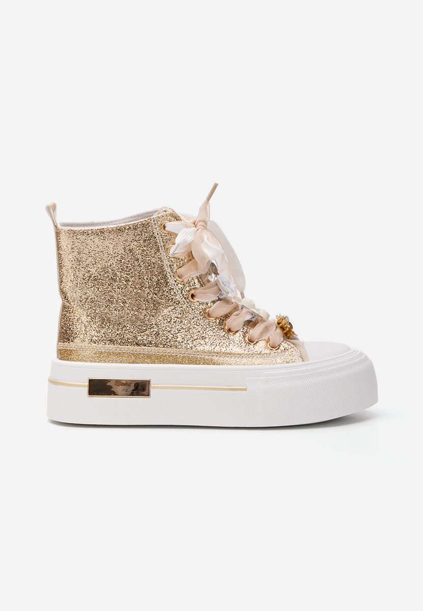 Ivonne aranyszínü magasszárú teniszcipő