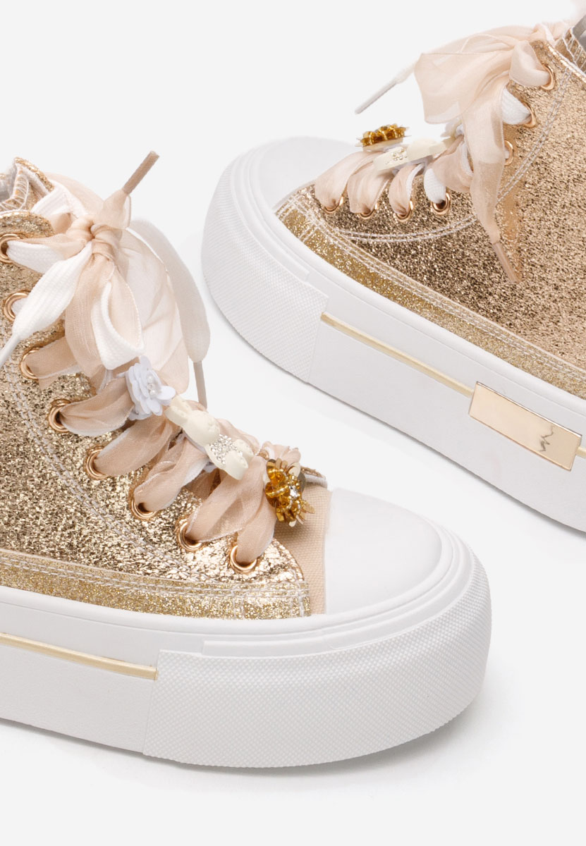 Ivonne aranyszínü magasszárú teniszcipő