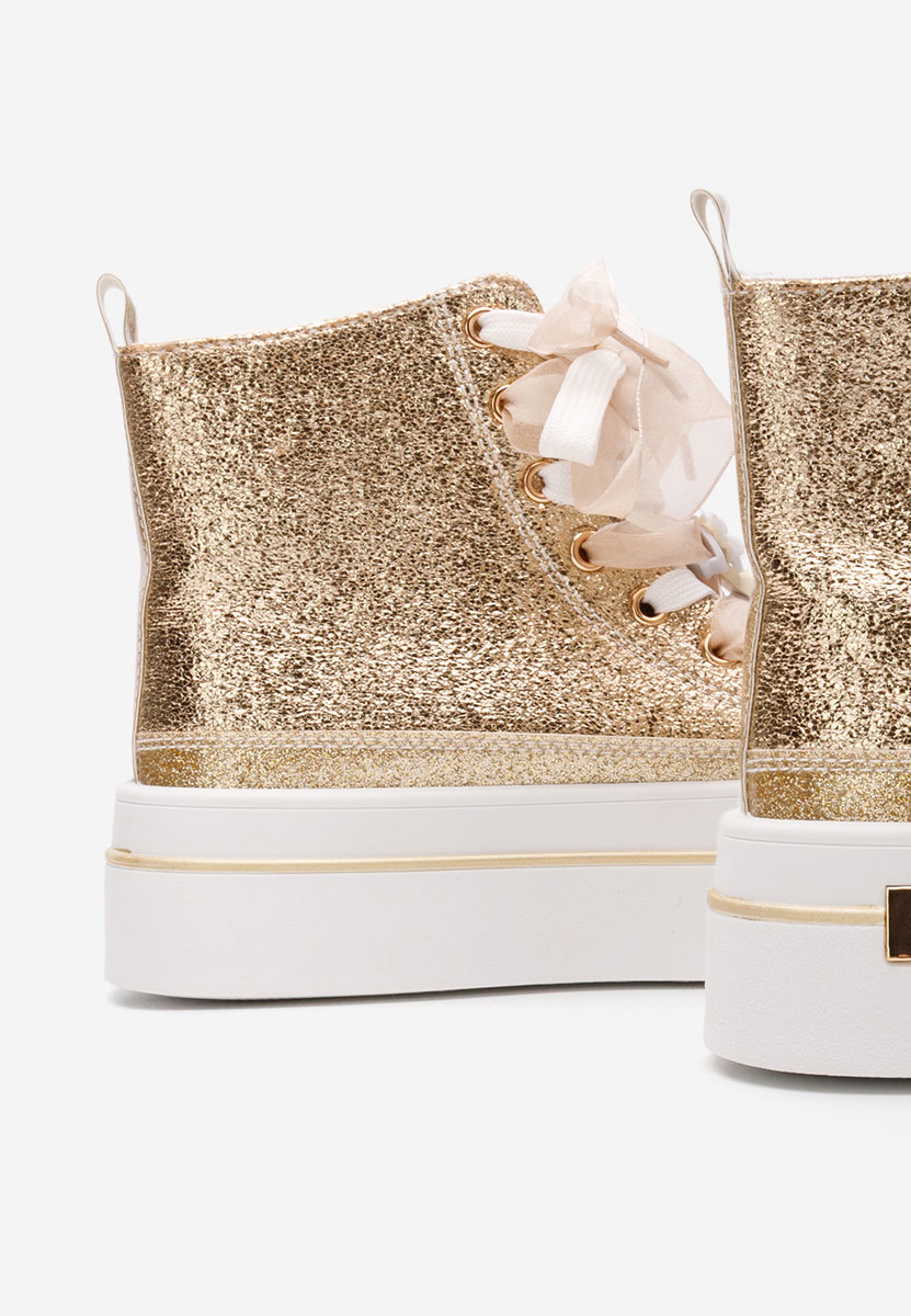 Ivonne aranyszínü magasszárú teniszcipő