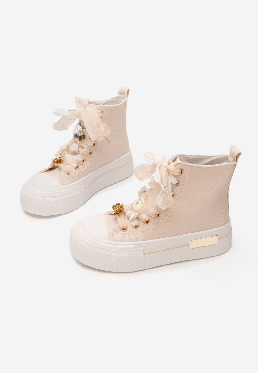 Ivonne bézs magasszárú teniszcipő