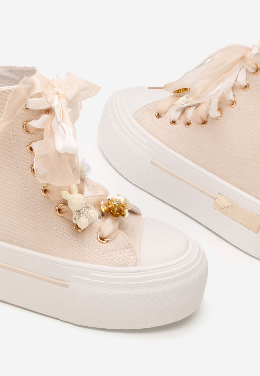 Ivonne bézs magasszárú teniszcipő