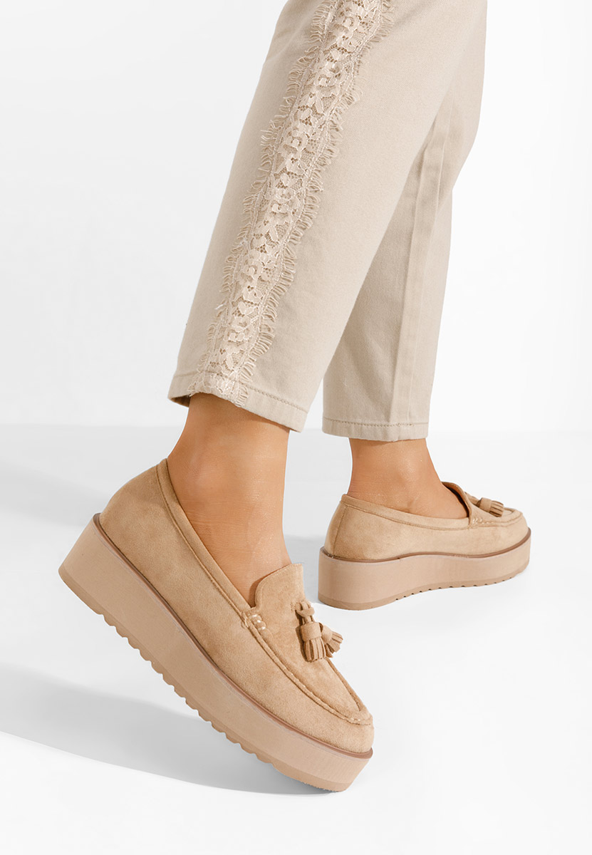 Leondra v7 khaki telitalpú platform mokaszín