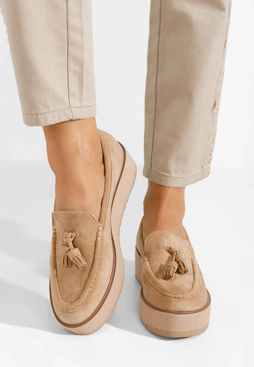 Leondra v7 khaki telitalpú platform mokaszín