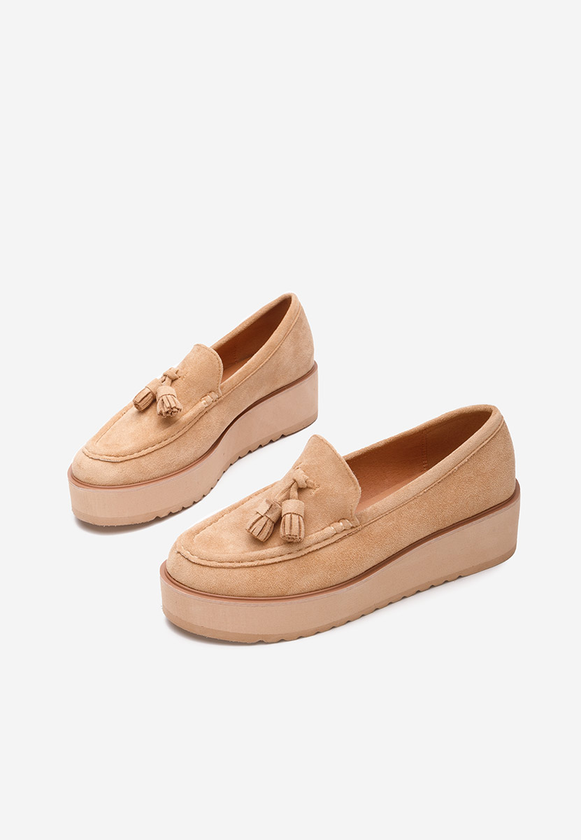 Leondra v7 khaki telitalpú platform mokaszín