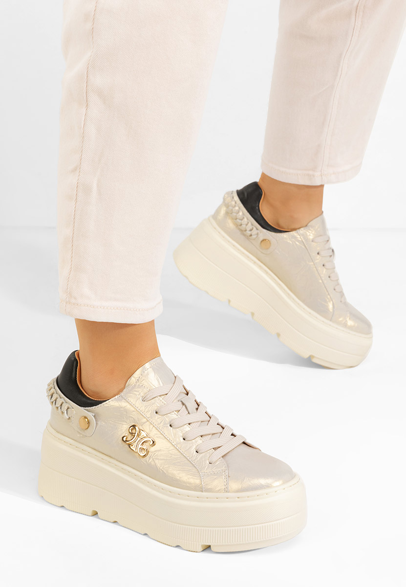 Blanch aranyszínü telitalpú platform sneaker