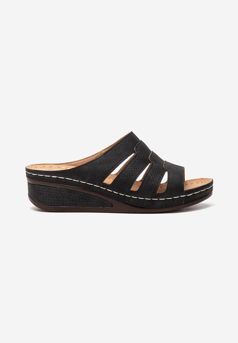 Deneen fekete platform papucs