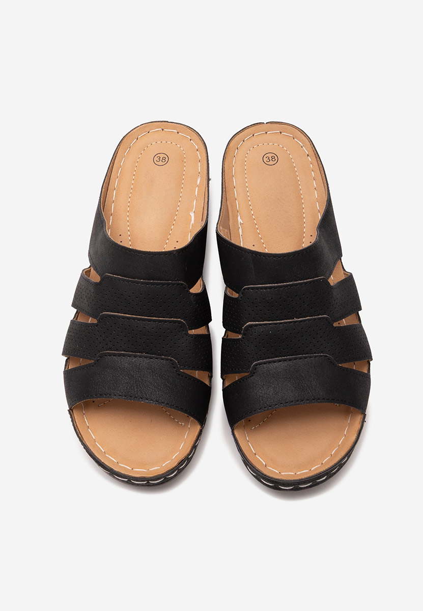 Deneen fekete platform papucs