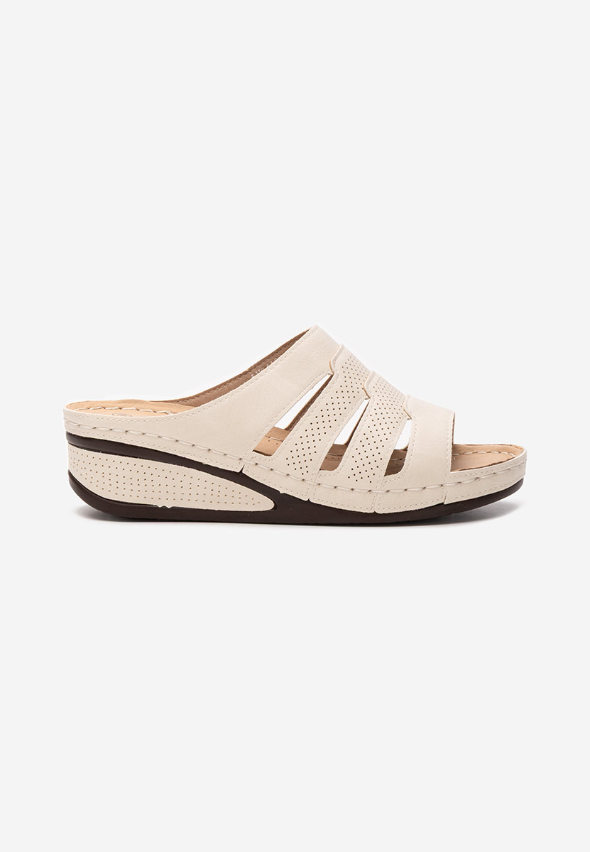 Deneen bézs platform papucs