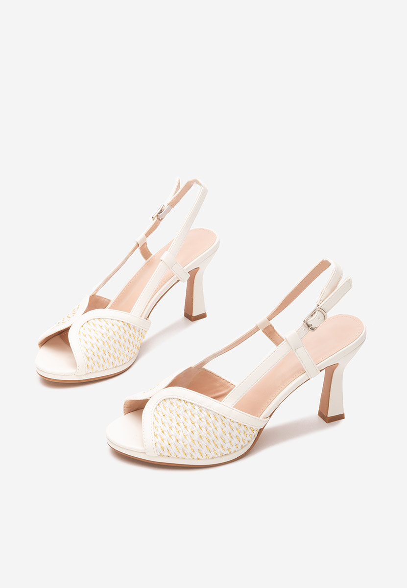 Wave fehér magassarkú szandál