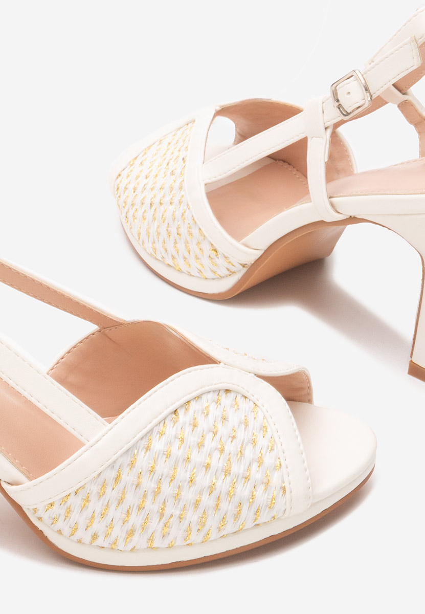 Wave fehér magassarkú szandál