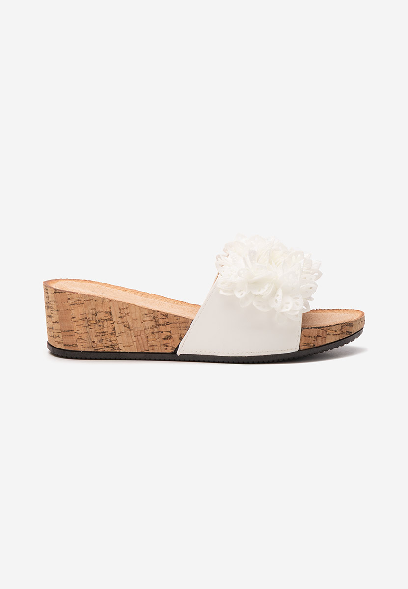 Floralia fehér telitalpú platform papucs