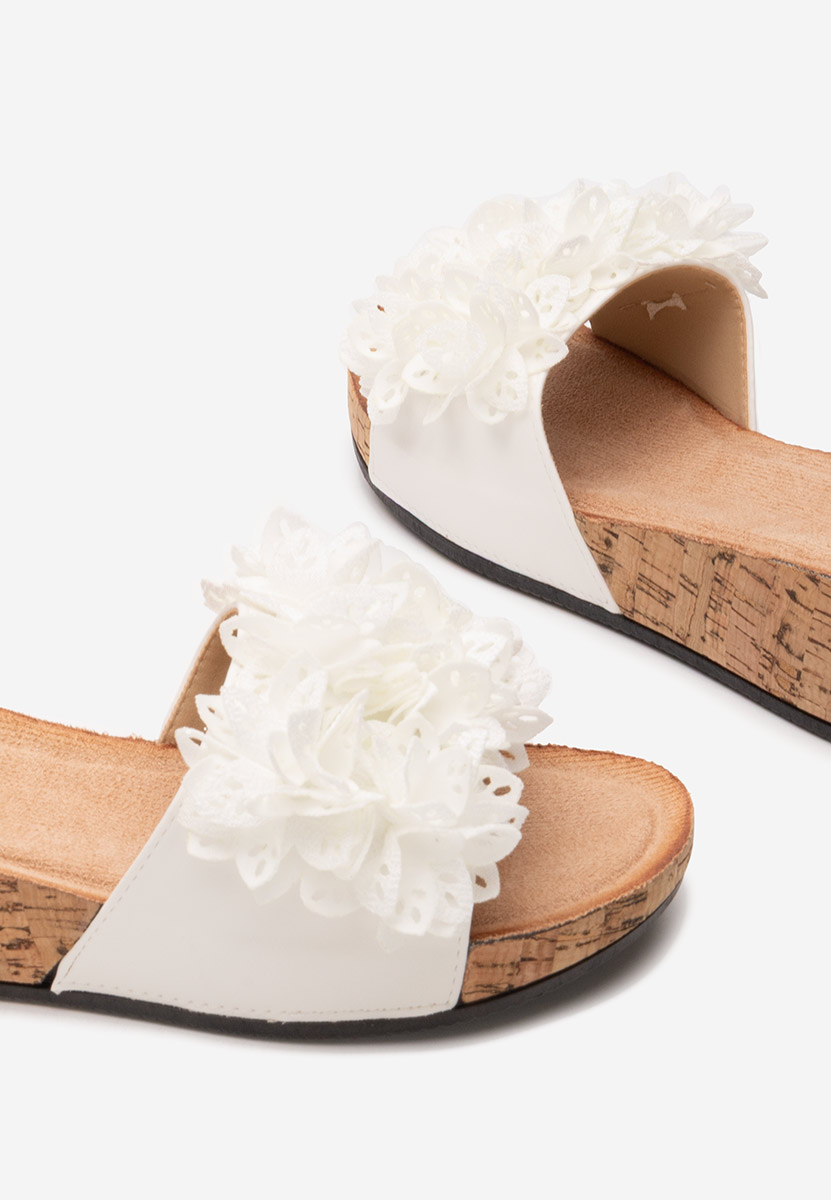 Floralia fehér telitalpú platform papucs