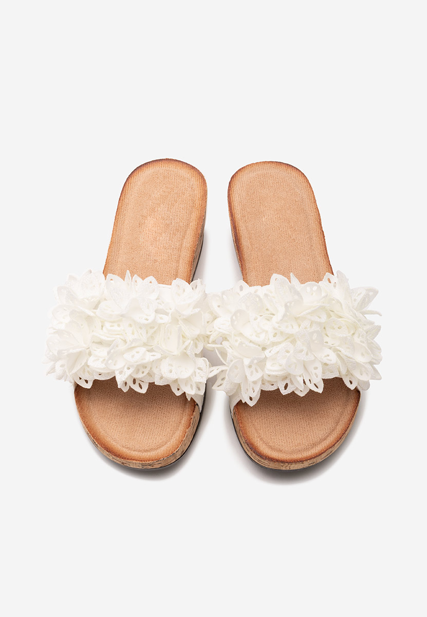 Floralia fehér telitalpú platform papucs