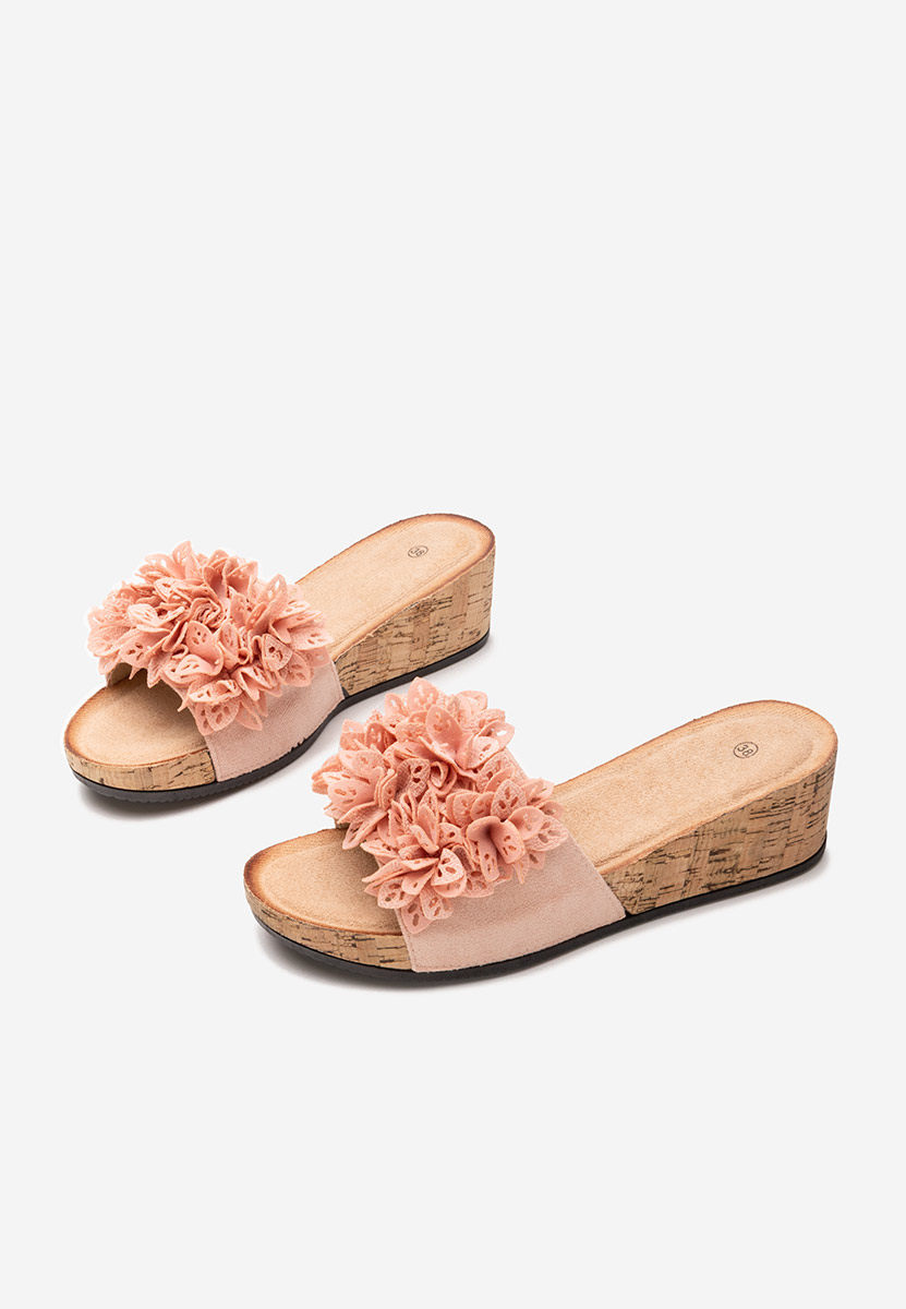 Floralia rózsaszín telitalpú platform papucs
