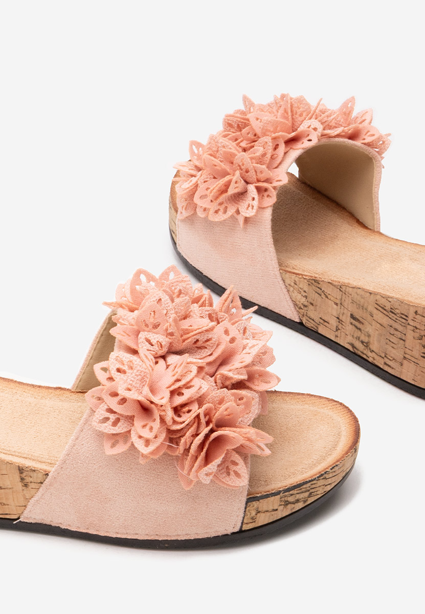 Floralia rózsaszín telitalpú platform papucs