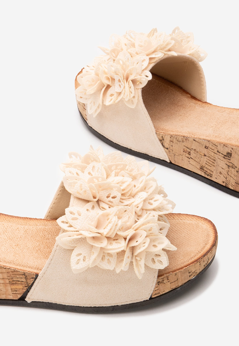 Floralia bézs telitalpú platform papucs
