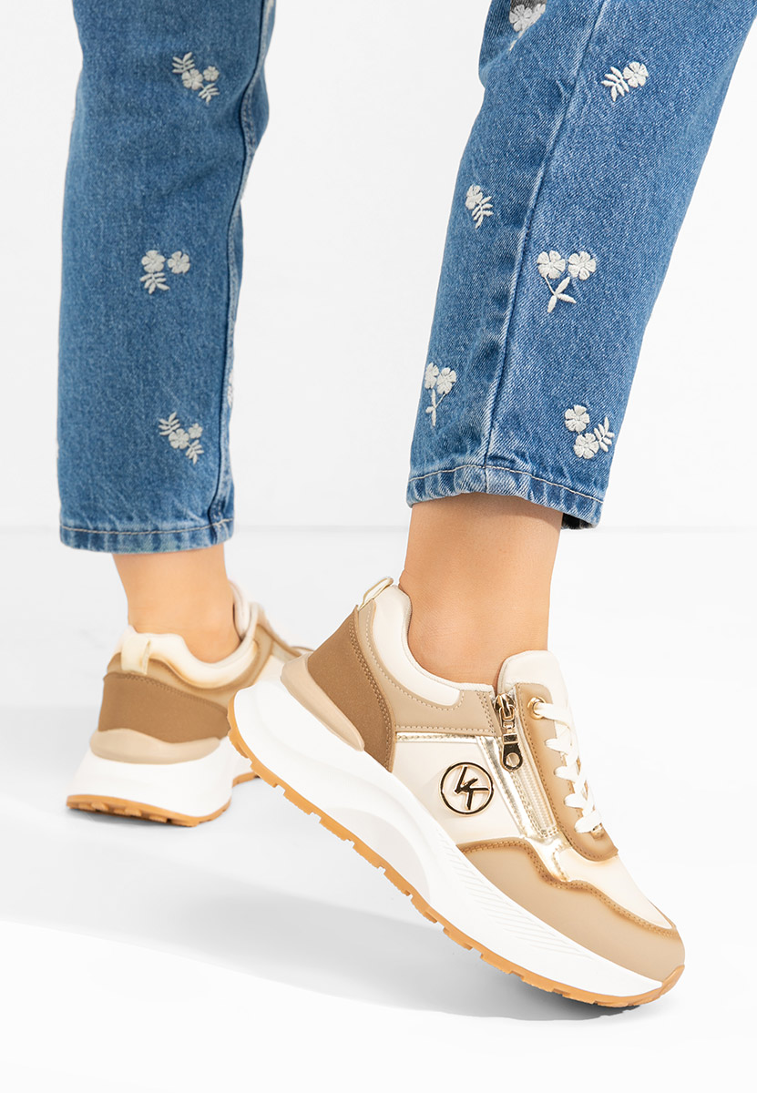 Viktoria bézs telitalpú platform sneaker