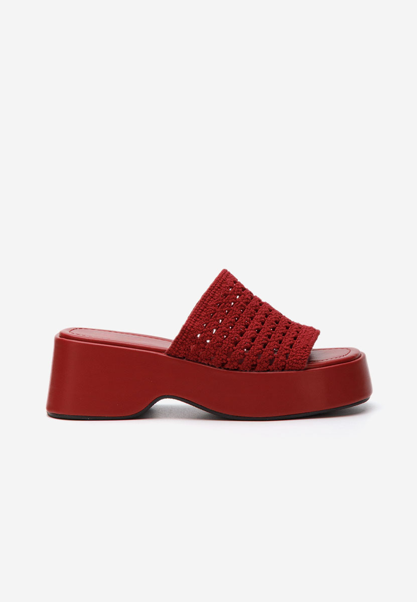 Manuela piros telitalpú platform papucs
