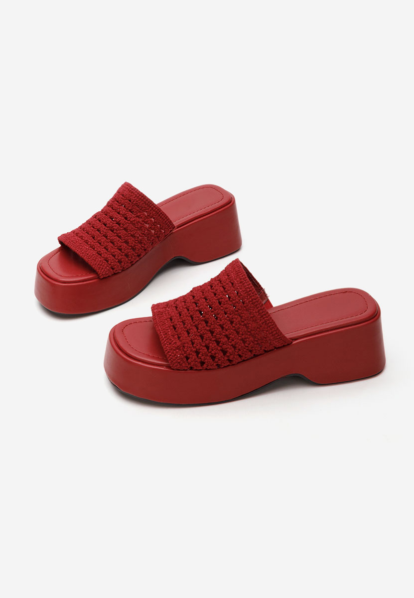 Manuela piros telitalpú platform papucs