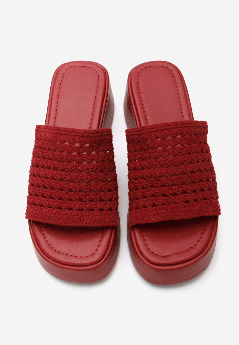 Manuela piros telitalpú platform papucs