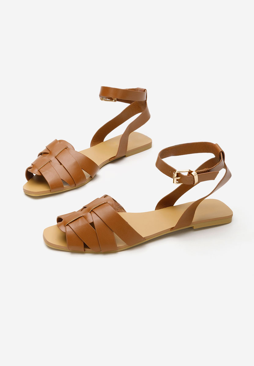 Carysa camel lapos talpú szandál