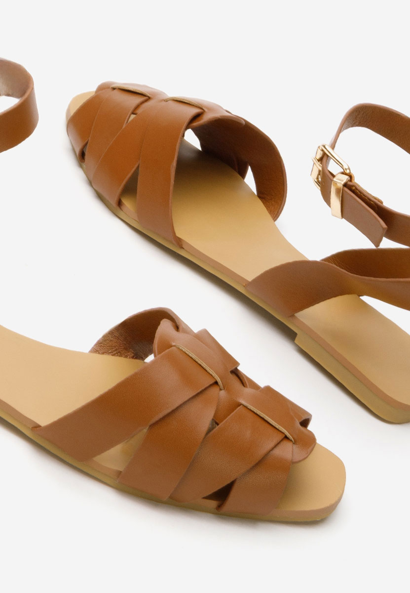 Carysa camel lapos talpú szandál