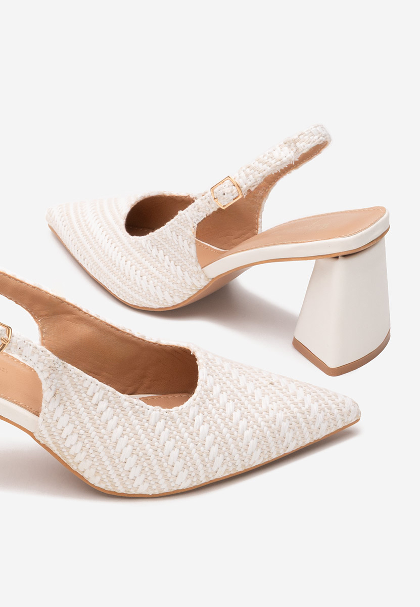 Monnyca fehér vastag sarkú magassarkú 